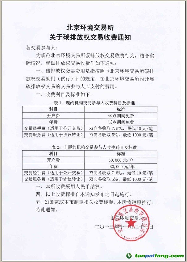 在北京環(huán)境交易所進(jìn)行碳排放權(quán)交易如何收取多少手續(xù)費(fèi)/筆的價(jià)格單以及開(kāi)戶費(fèi)